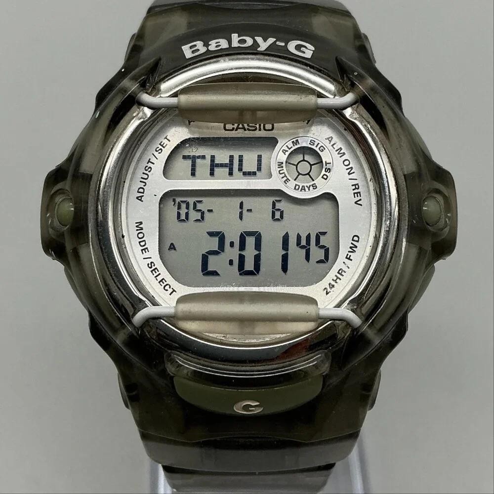 Casio Baby-G BG-169R Womens Watch 43mm Digital Silver Tone Gray New Battery